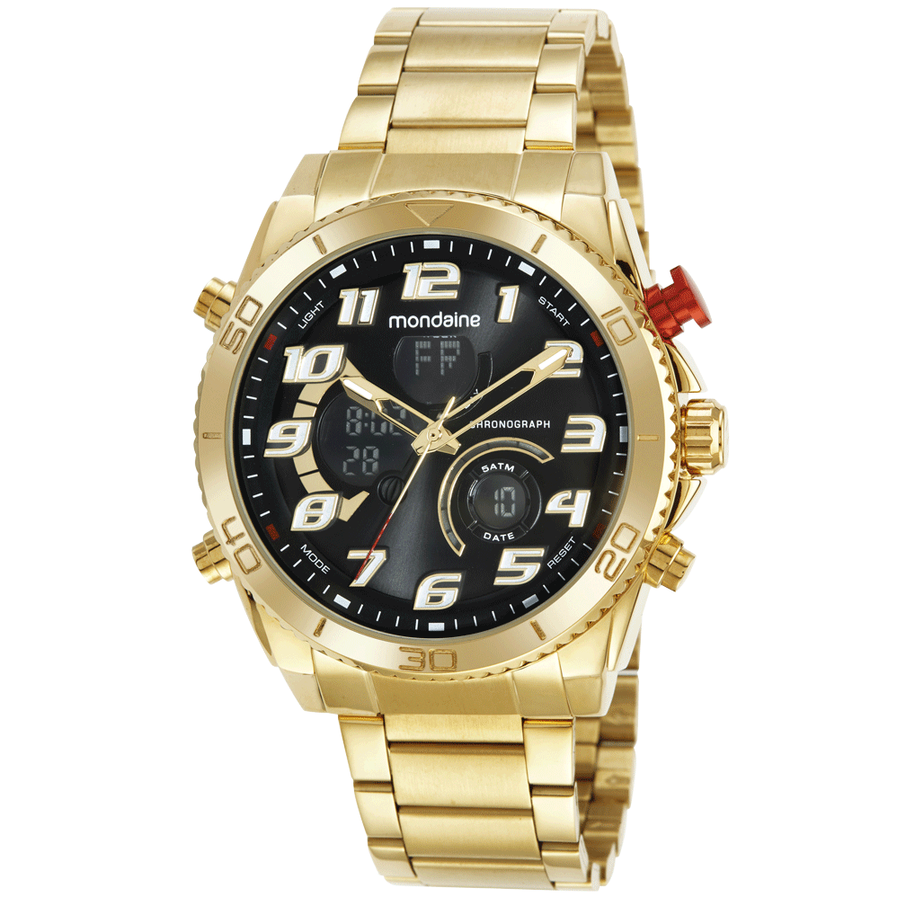 Relógio Dourado Masculino Mondaine Esportivo 2024EH01