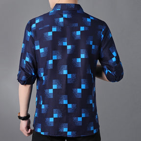 Camisa Masculina Social - Azul Xadrez